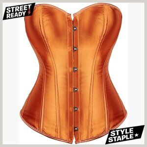 Plus Size Satin Corset Top with Steel Bones for Waist Cincher
